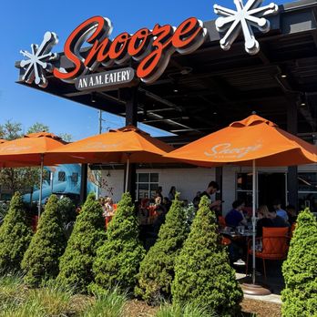 Snooze, an A.M. Eatery - Outdoor sign - Breakfast & Brunch Near Me - Nashville, Tennessee Snooze, an A.M. Eatery - Outdoor sign - Breakfast & Brunch Near Me - Nashville, Tennessee