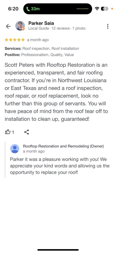 Slide of Rooftop Restoration
