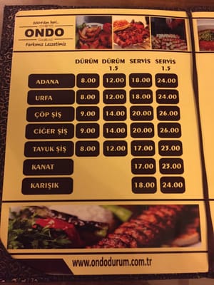 Menu photo 1 Ondo Dürüm Istanbul, 34 Menu photo 1 Ondo Dürüm Istanbul, 34