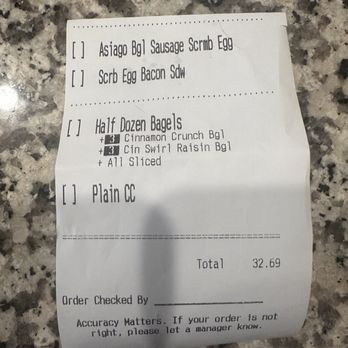 Panera Bread - This is a check off list to make sure order is ready I'm guessing. - Salad Near Me - Reno, Nevada