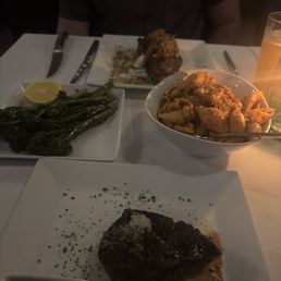 8oz Filet Mignon 16oz New York Lobster Mac N' Cheese Broccolini