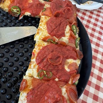 Different Dough Pizza - Pepperoni, jalapeño, and honey Detroit style pizza - Pizza Near Me - Bryant, Arkansas