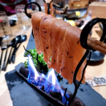 Izakaya Nana - Smoked Salmon On Fire. Gimmick dish and just not worth it - Izakaya Near Me - Flushing, New York Izakaya Nana - Smoked Salmon On Fire. Gimmick dish and just not worth it - Izakaya Near Me - Flushing, New York