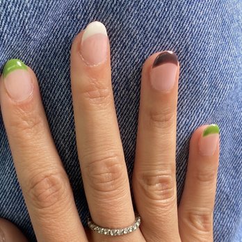 M.C. Spa & Nail Bar - Colored French tip acrylics with gel - Nail Salons Near Me - Orlando, Florida