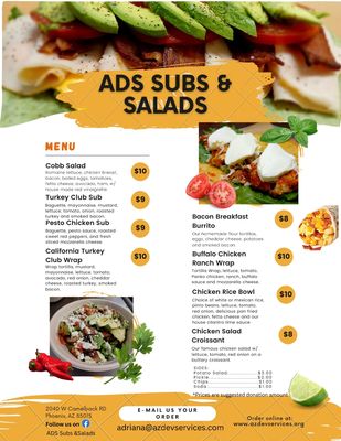 Menu photo 2 ADS Subs & Salads Phoenix, AZ Menu photo 2 ADS Subs & Salads Phoenix, AZ