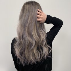 Luna Studio Hair Salon - Periwinkle with an ashy blonde/almost silver.
