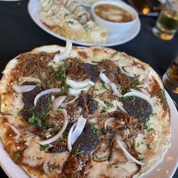 Beso Cocina - Barbacoa Tlayuda (flatbread) and Enchilada plate - New Mexican Cuisine Near Me - Nipomo, California