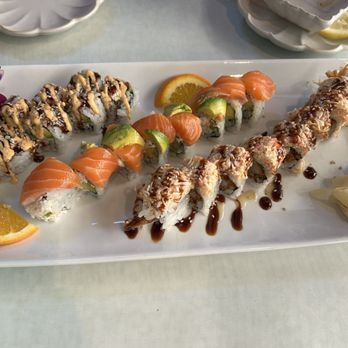 Goya Sushi & Grill - Left to right: Spicy Cali, Austin Roll, and Shaggy Dog Roll - Japanese Near Me - Austin, Texas Goya Sushi & Grill - Left to right: Spicy Cali, Austin Roll, and Shaggy Dog Roll - Japanese Near Me - Austin, Texas