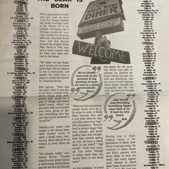 Black Bear Diner New Braunfels - Newspaper menu with all their locations - Diners Near Me - New Braunfels, Texas
