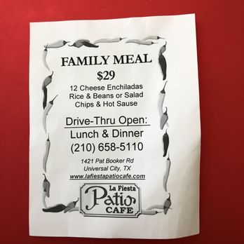 La Fiesta Patio Cafe - Current/Covid Family Special Menu - Tex-Mex Near Me - Universal City, Texas La Fiesta Patio Cafe - Current/Covid Family Special Menu - Tex-Mex Near Me - Universal City, Texas