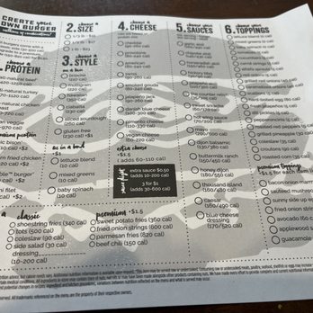 The Counter - sheet used if you want to "build your own burger" - Burgers Near Me - Ladera Ranch, California The Counter - sheet used if you want to "build your own burger" - Burgers Near Me - Ladera Ranch, California