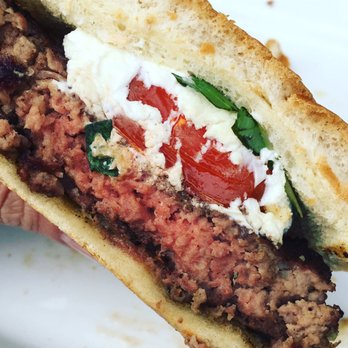 Mavericks Wood Grill - My favorite burger - roasted tomato, goat cheese & basil. - American Near Me - Champlin, Minnesota Mavericks Wood Grill - My favorite burger - roasted tomato, goat cheese & basil. - American Near Me - Champlin, Minnesota