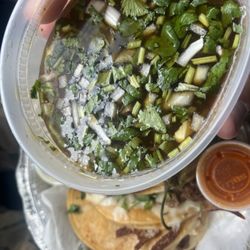 La Taqueria De Mexico - Birria tacos with the beef consomé (broth)