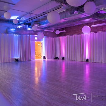 Floating World Gallery - Glass brick room with rented uplighting for the dance. We also held the cocktail hour in this room and it was the perfect size. - Venues & Event Spaces Near Me - Chicago, Illinois