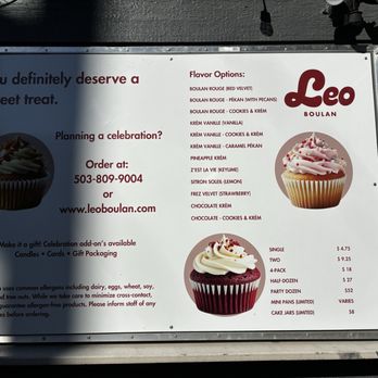 Leo Boulan - Menu - Cupcakes Near Me - Portland, Oregon Leo Boulan - Menu - Cupcakes Near Me - Portland, Oregon