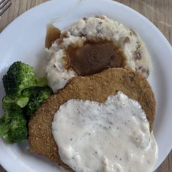 Denny's Restaurant - Seniors menu - Country Fried steak meal .  Tasty