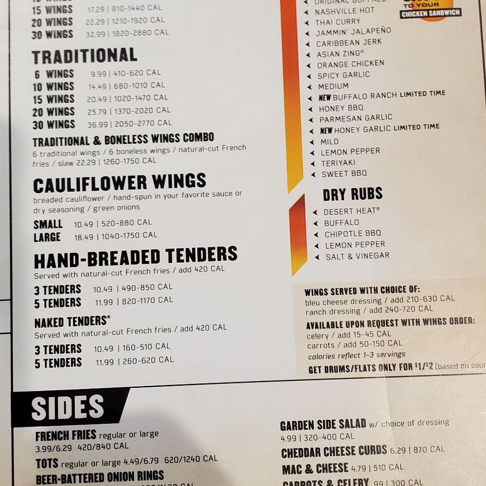 Buffalo Wild Wings - Menu - Sports Bars Near Me - Fredericksburg, Virginia