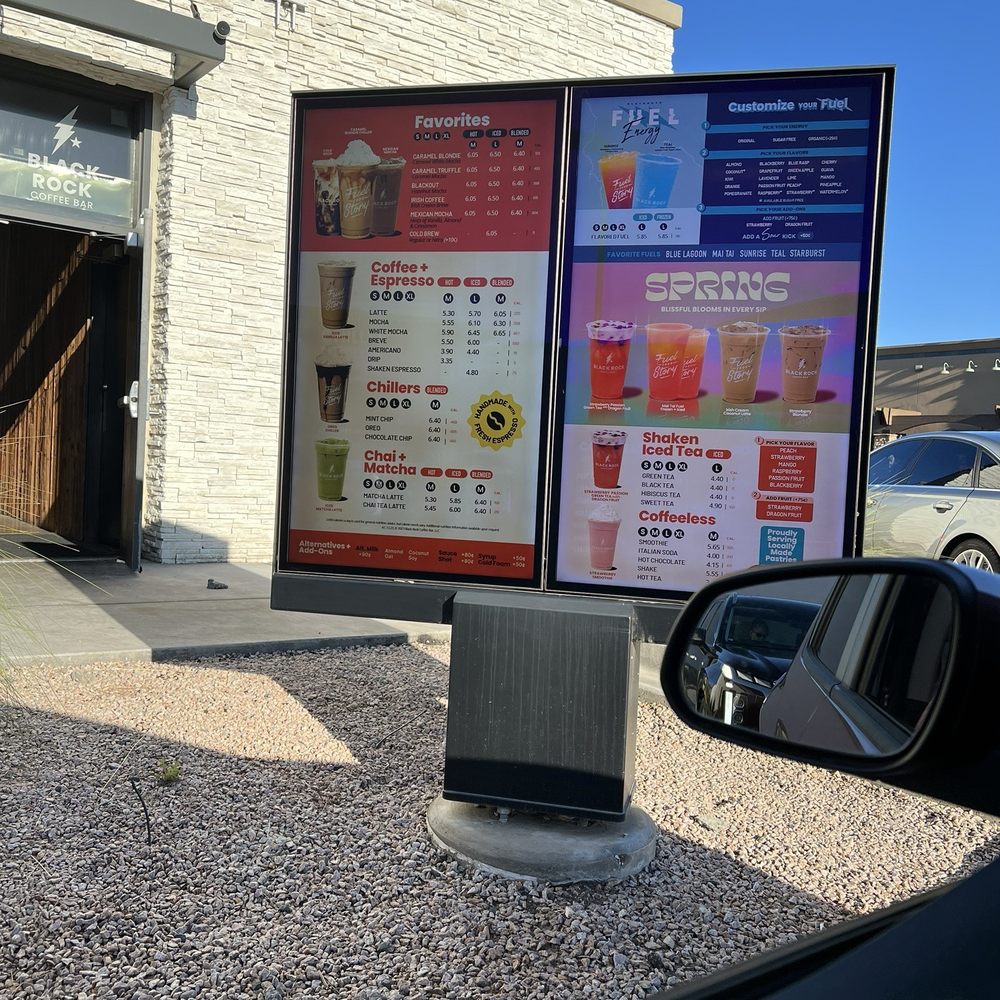 Black Rock Coffee Bar - Drive Thru Signage - Coffee & Tea Near Me - Tempe, Arizona Black Rock Coffee Bar - Drive Thru Signage - Coffee & Tea Near Me - Tempe, Arizona