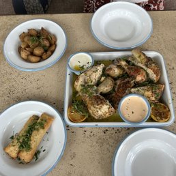 Roasted whole chicken, spanakopita, and potatoes! Roasted whole chicken, spanakopita, and potatoes!