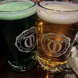 Nice cold beer and some cool St Patricks green beer