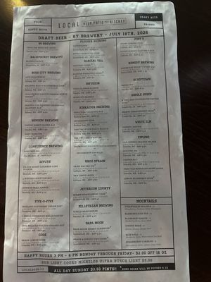 Menu photo 1 Local Beer, Patio, and Kitchen - Millard Omaha, NE