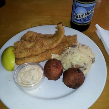 A-J's Dockside Restaurant - Fried flounder with mashed potatoes - Seafood Near Me - Tybee Island, Georgia