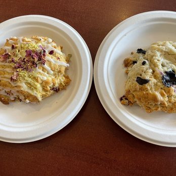 Perkin'Up Coffee House - The best scones ever! Pistachio scone and blueberry all homemade and delicious - Coffee & Tea Near Me - Acton, California