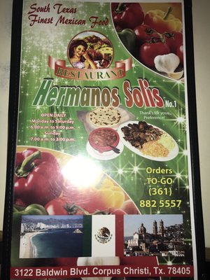Menu photo 4 Hermanos Solis Mexican Restaurant Corpus Christi, TX