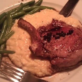 Ormsby's - Pork chop with pimento cheese grits and green beans. - Sandwiches Near Me - Atlanta, Georgia