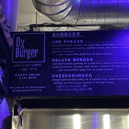 Burger side of the menu Burger side of the menu