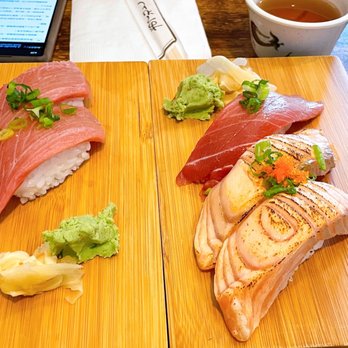 Musashi's - Chutoro/Toro(i guess they mean the fatness is in between) $3.5/piece, seared salmon $2.5/piece - Japanese Near Me - Bellevue, Washington Musashi's - Chutoro/Toro(i guess they mean the fatness is in between) $3.5/piece, seared salmon $2.5/piece - Japanese Near Me - Bellevue, Washington