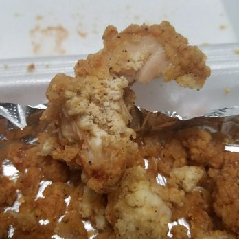 Wings World - The raw breaded insides of these STORE BOUGHT Tenders that i ate and started feeling sick after  Talking, about Wing's World,  yeah right. - Chicken Wings Near Me - Lancaster, Texas