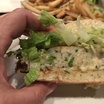 Marthas Vineyard Chowder Company - Inside of Shrimp Scampi Burger - Seafood Near Me - Oak Bluffs, Massachusetts