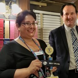 Southbay Toastmasters - An Amazing guest public speaking friend gets a speaking award.