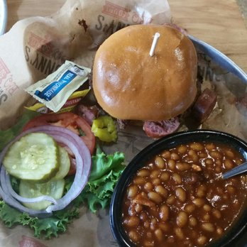 Sonny's BBQ - Burger and side of baked beans - Barbeque Near Me - Baton Rouge, Louisiana Sonny's BBQ - Burger and side of baked beans - Barbeque Near Me - Baton Rouge, Louisiana