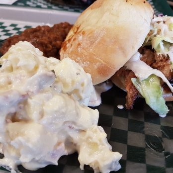 Our Backyard BBQ and Smokehouse - Potato salad,  beans,  brisket sandwich - Barbeque Near Me - Amherst, Nova Scotia