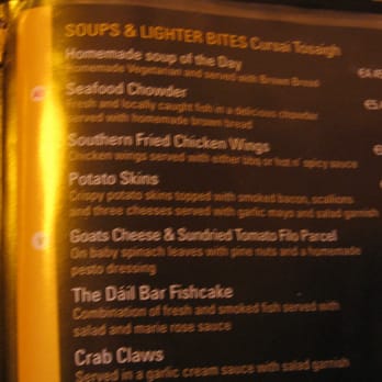 The Dail Bar - Sorry for the blurry menu pic. - Irish Near Me - Galway, G The Dail Bar - Sorry for the blurry menu pic. - Irish Near Me - Galway, G