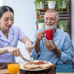 Caregivers Cares - Home caregivers are helping elderly people.