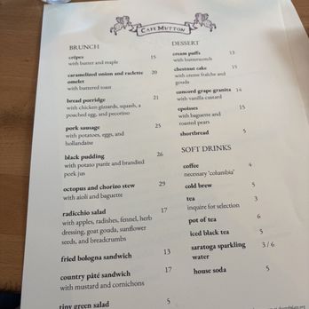 Cafe Mutton - Menu (10/26/2025) - New American Near Me - Hudson, New York