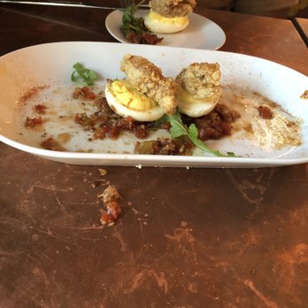 Catch 27 - Deviled eggs with oysters (comes w 4 eggs)...the other 2 are in our plates! lol - Southern Near Me - Saint Augustine, Florida