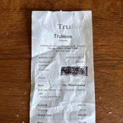 Trulieve Orlando Dispensary - My receipt and you can see the time I ordered 6:18am