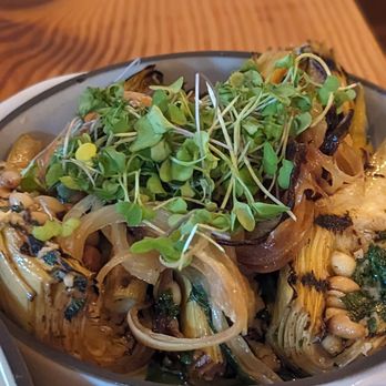 The Farmhouse - roasted artichoke hearts: brown butter, charred onion, pine nuts, mint - Italian Near Me - Vancouver, British Columbia The Farmhouse - roasted artichoke hearts: brown butter, charred onion, pine nuts, mint - Italian Near Me - Vancouver, British Columbia