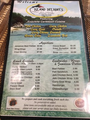 Menu photo 6 Island Delights Caribbean Restaurant Winchester, VA
