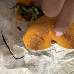 Found someone's hair in my bagel Found someone's hair in my bagel