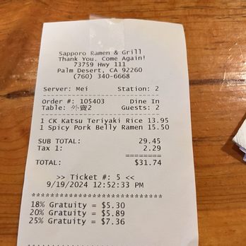 Sapporo Ramen & Grill - Ramen Near Me - Palm Desert, California