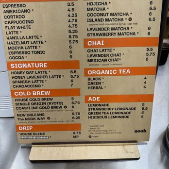 Nook coffee bar - Menu - Coffee & Tea Near Me - Rancho Cucamonga, California Nook coffee bar - Menu - Coffee & Tea Near Me - Rancho Cucamonga, California