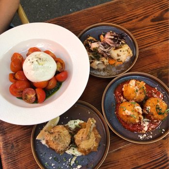 Retrobottega - our appetizer spread - Burrata Caprese, calamari, Mozzarella in Carrozza, Carciofi - Tapas/Small Plates Near Me - Washington, DC, District of Columbia Retrobottega - our appetizer spread - Burrata Caprese, calamari, Mozzarella in Carrozza, Carciofi - Tapas/Small Plates Near Me - Washington, DC, District of Columbia