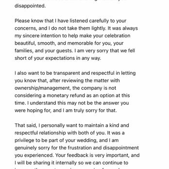 The Imperia - Apology email from general manager - Venues & Event Spaces Near Me - Somerset, New Jersey