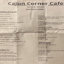 Cajun Corner Cafe - Menu