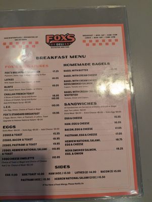 Menu photo 1 Fox's Deli Rochester, NY